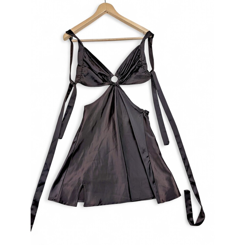 PepperMayo Satin-Look Backless Cutout Mini Dress Brown/Black Size‎ 4